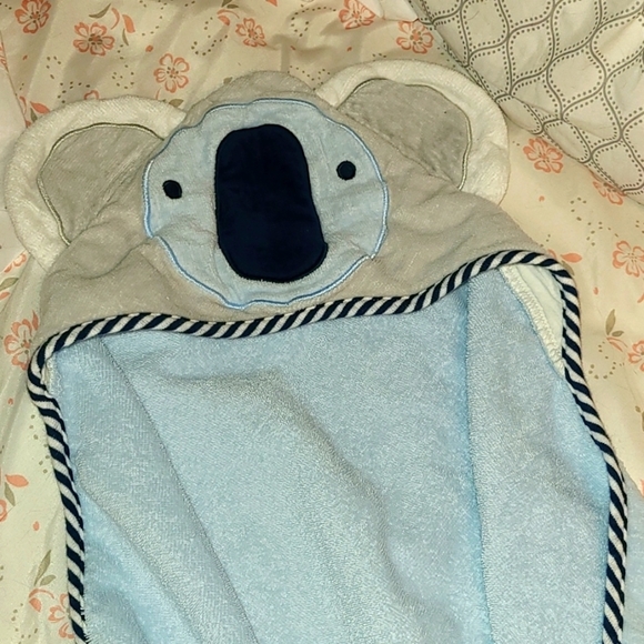 3️⃣🤩HP🤩EUC Koala Hooded Bath Towel Infant Blue/Grey - Picture 5 of 9